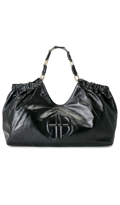 Anine Bing Chain Strap Ruched Detailing Soft Texture Tote In Black