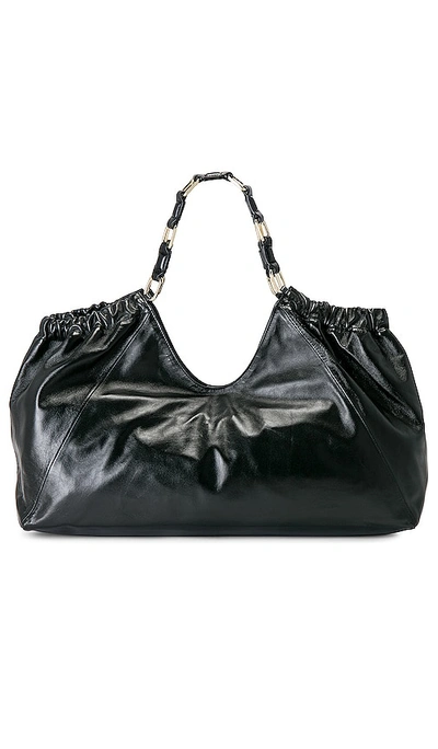 Anine Bing Chain Strap Ruched Detailing Soft Texture Tote In Black