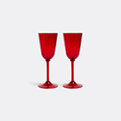 La Doublej Wine Rainbow Glasses Set Of 2 In Red