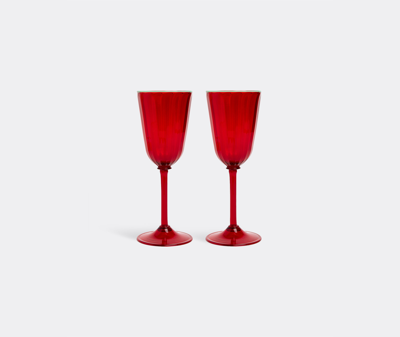 La Doublej Wine Rainbow Glasses Set Of 2 In Red