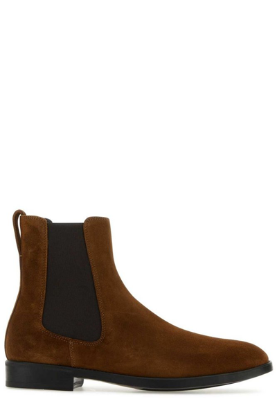 Shop Tom Ford Round Toe Ankle Boots In Brown