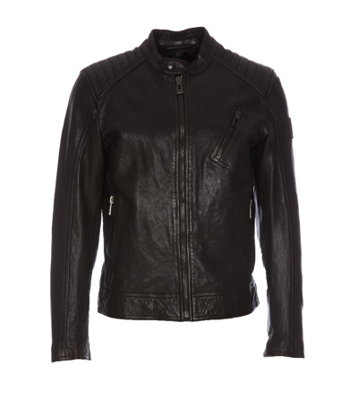 Shop Belstaff V Racer Zipped Leather Jacket In Brown