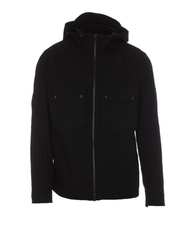 Shop Belstaff Rambler Logo Patch Zipped Hooded Jacket In Black