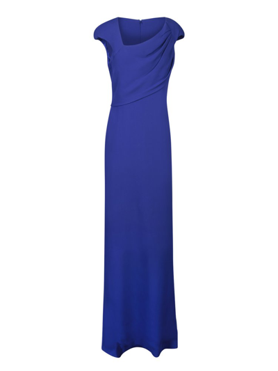 Shop Tom Ford Padded Shoulder Maxi Dress In Blue