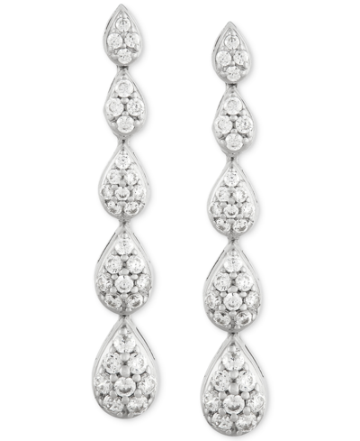 Shop Forever Grown Diamonds Lab Grown Diamond Pear Cluster Graduated Linear Drop Earrings (1/2 Ct. T.w.) Set In Sterling Silver
