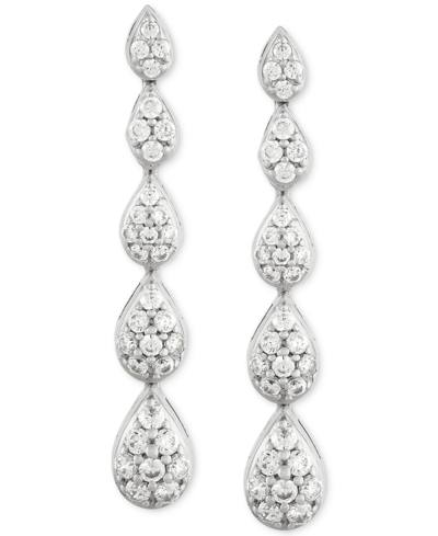 Forever Grown Diamonds Lab Grown Diamond Pear Cluster Graduated Linear Drop Earrings (1/2 Ct. T.w.) Set In Sterling Silver In Sterling Silver