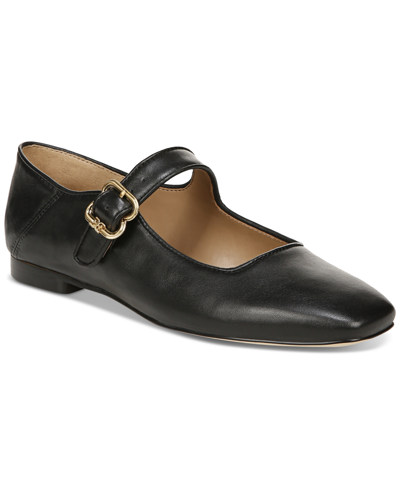 Sam Edelman Womens Black Michaela Square-toe Leather Ballet Flats In Black