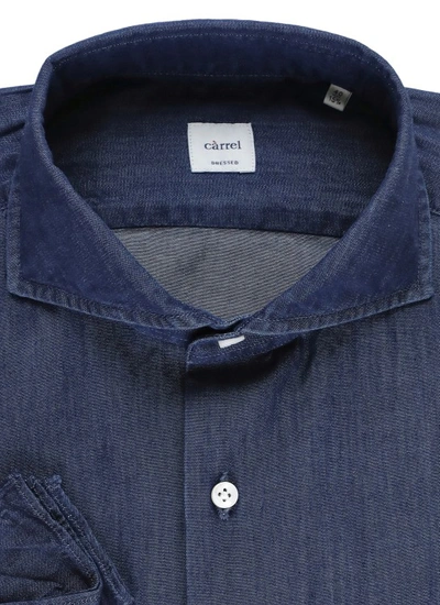 Shop Càrrel Denim Blue Cotton Shirt In Grey