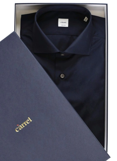 Shop Càrrel Dark Blue Cotton Shirt In Black