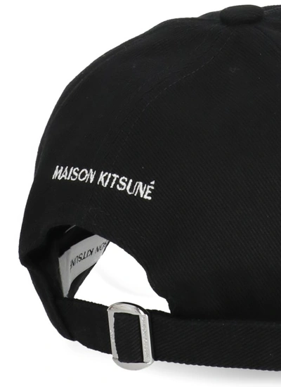 Shop Maison Kitsuné Black Cotton Baseball Cap