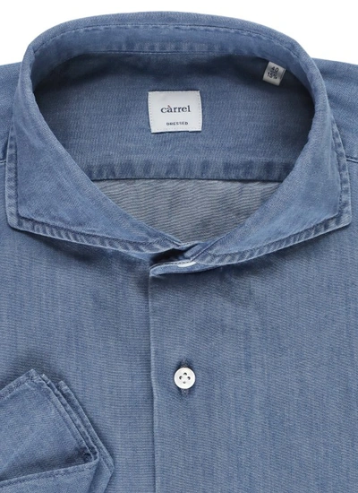 Shop Càrrel Denim Light Blue Cotton Shirt