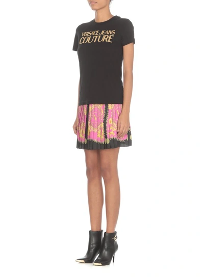 Shop Versace Jeans Couture V-emblem Chain Mini Skirt In Black