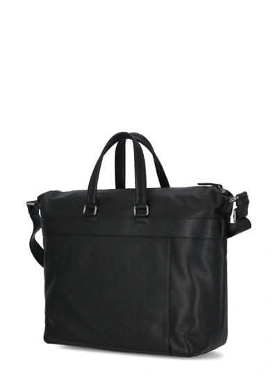 Shop Orciani Black Leather Duffel Bag