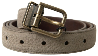 Shop Dolce & Gabbana Beige Leather Gold Metal Buckle Men Belt