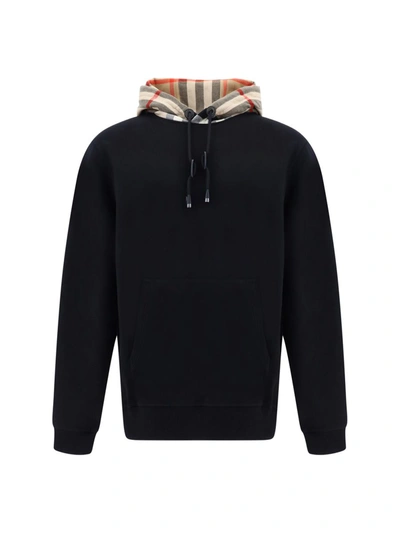 Shop Burberry Black Cotton Samuel Hoodie Sweatshirt