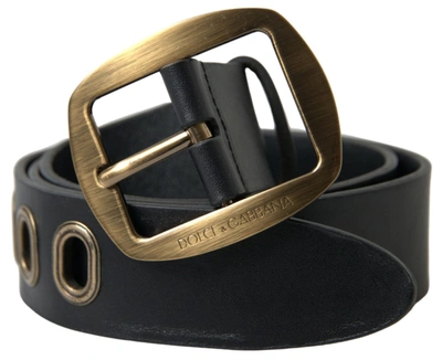 Shop Dolce & Gabbana Black Leather Gold Metal Buckle Men Belt