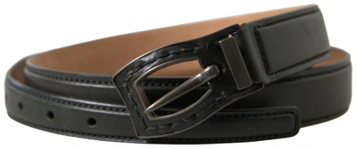 Shop Ermanno Scervino Black Leather Metal Buckle Cintura Belt