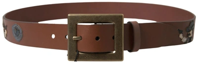 Shop Dolce & Gabbana Brown Leather #dgfamly Square Buckle Belt