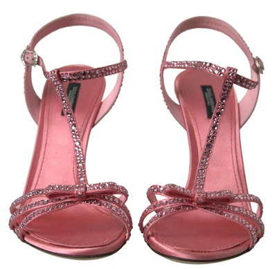 Shop Dolce & Gabbana Pink Crystal Ankle Strap Shoes Sandals