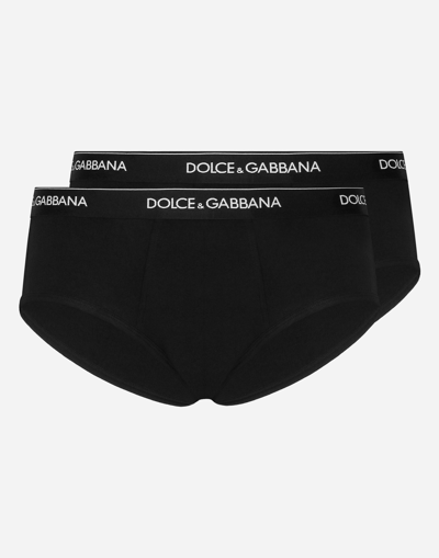 Dolce & Gabbana Pack Containing Two Brando Briefs Of The Same Color In ブラック