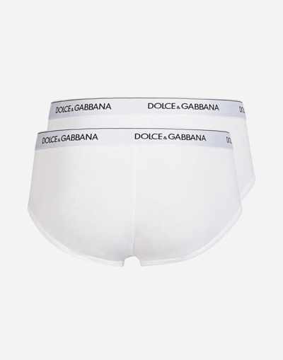 Dolce & Gabbana Brando Briefs In Ribbed Cotton In ホワイト