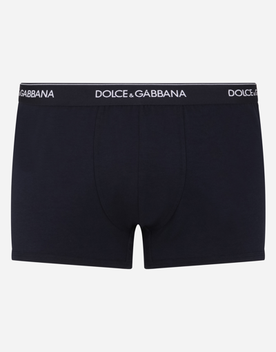 Dolce & Gabbana Pack Of Two Logo Cotton-blend Jersey Boxer Briefs In ブルー