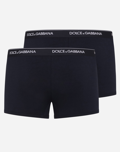 Dolce & Gabbana Pack Of Two Logo Cotton-blend Jersey Boxer Briefs In ブルー