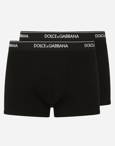 Dolce & Gabbana Pack Of Two Logo Cotton-blend Jersey Boxer Briefs In ブラック