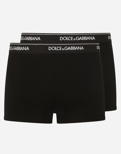 Dolce & Gabbana Pack Of Two Logo Cotton-blend Jersey Boxer Briefs In ブラック
