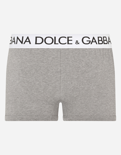 Dolce & Gabbana Logo-waistband Stretch Briefs In グレー