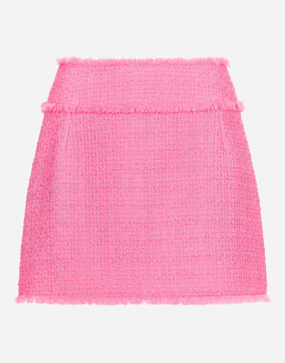 Shop Dolce & Gabbana Raschel Tweed Miniskirt In ピンク