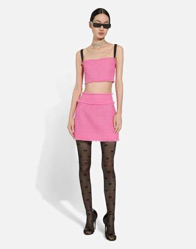Shop Dolce & Gabbana Raschel Tweed Miniskirt In ピンク