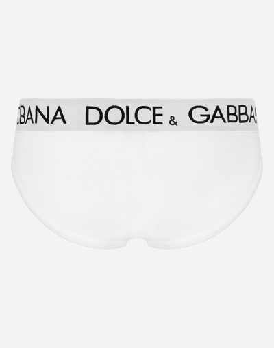 Dolce & Gabbana Mid-rise Briefs In Two-way Stretch Cotton In ホワイト