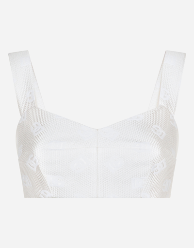 Dolce & Gabbana Dg Jacquard Cropped Top In White