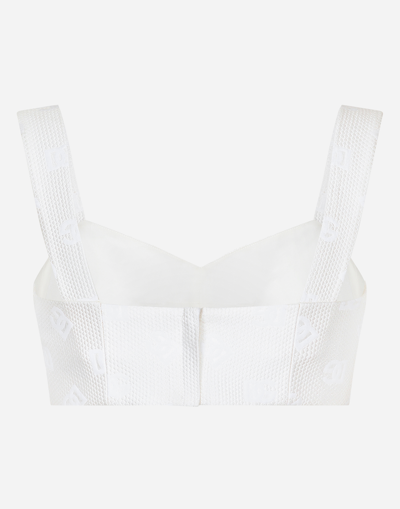 Dolce & Gabbana Dg Jacquard Cropped Top In White