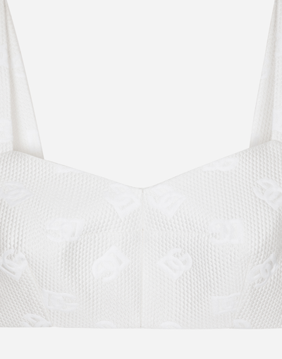 Dolce & Gabbana Dg Jacquard Cropped Top In White