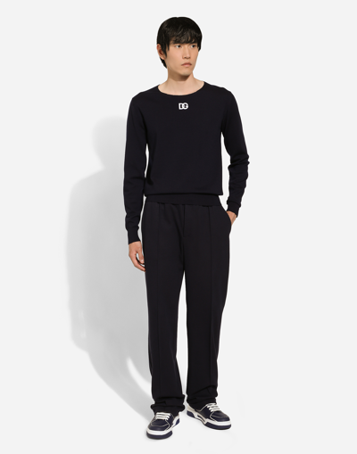 Dolce & Gabbana Drawstring-waist Wide-leg Trousers In Blue