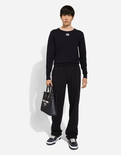 Dolce & Gabbana Drawstring-waist Wide-leg Trousers In Blue