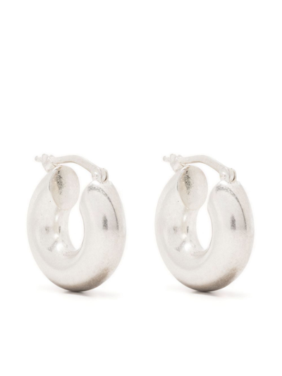 Shop Jil Sander Silver-tone Sculptural Hoop Earrings