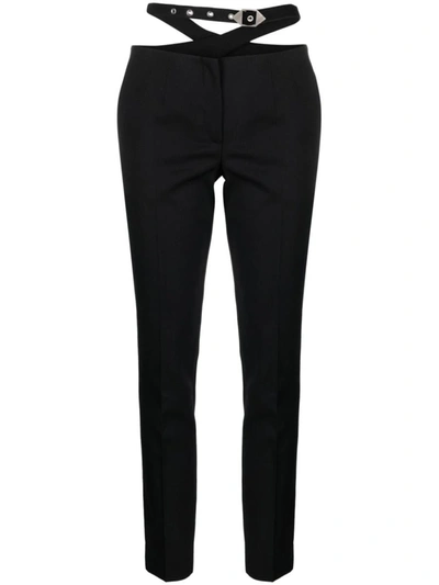 Attico Waist-strap Wool Trousers In Black