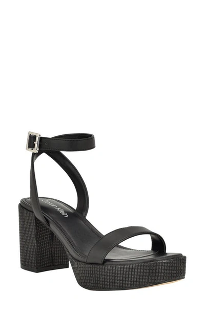Shop Calvin Klein Lalah Ankle Strap Platform Sandal In Black01