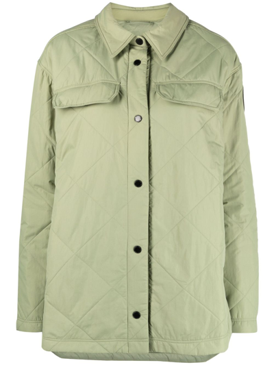 Shop Canada Goose Green Albany Quilted Shirt Jacket
