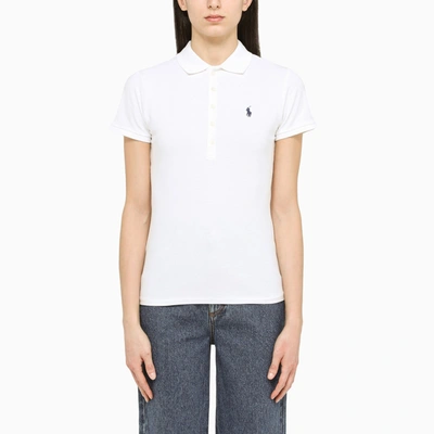 Shop Polo Ralph Lauren White Cotton Slim Fit Polo Shirt
