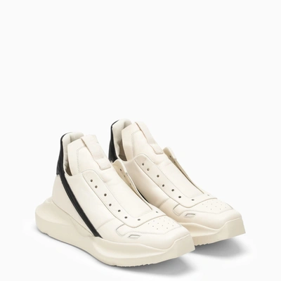 Shop Rick Owens Low Milk/black Leather Trainer In White