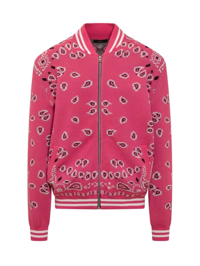 Alanui Bandana Jacquard Cotton Bomber Jacket In Pink