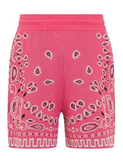 Shop Alanui Piquet Bandana Shorts In Pink