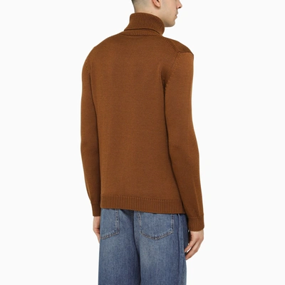 Shop Roberto Collina Turtleneck Sweater In Brown Wool