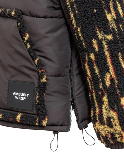 Ambush Multicolor Abstract-print Panelled Jacket In Black