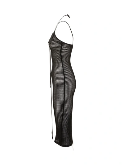 Shop Andreädamo Andreadamo Midi Fishnet Dress In Black