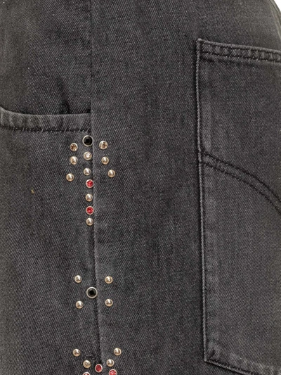 Shop Bluemarble Jeans Washed Denim Rhinestones In Black